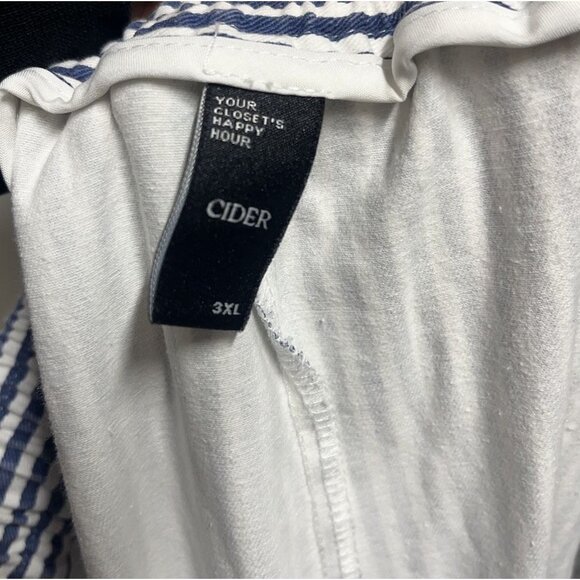 Plus Size NEW Cider 100% Cotton Mid Rise Striped Pocket Wide Leg Trousers Curve - Picture 5 of 8